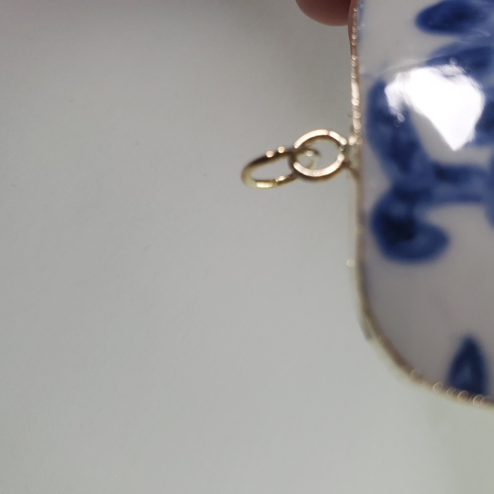 Vintage Ming Blue & White Porcelain Floral Pendant Chinoiserie Pottery Shard - Picture 5 of 12